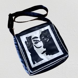 Craft Leather Black Messenger Bag Pop Art